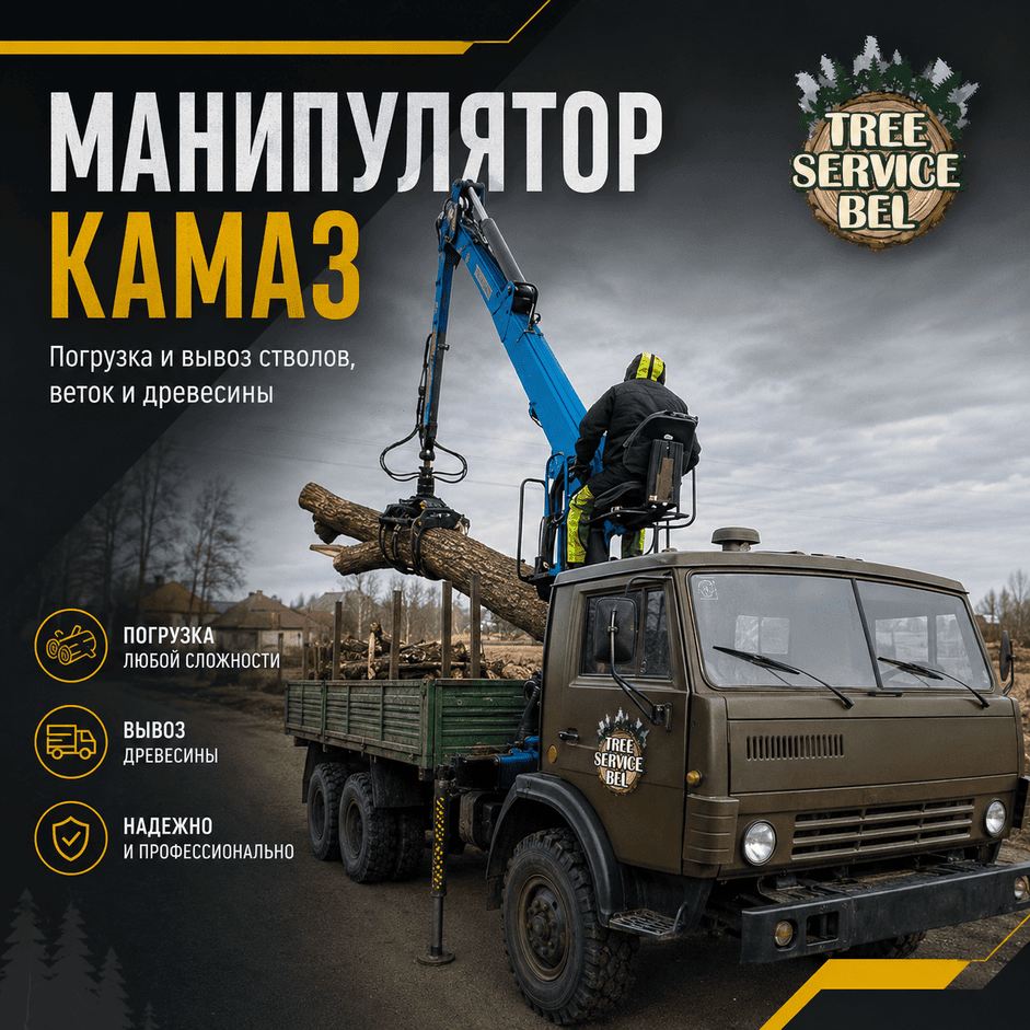 Аренда спецтехники в Минске — манипулятор на базе КАМАЗ